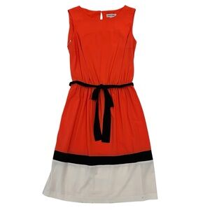 Orange Sleeveless Color Block Dress